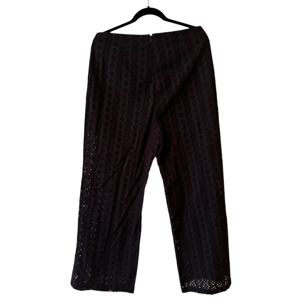 DKNY Black Eyelet High Rise Pant 100% Cotton Size 12 - Picture 2 of 3